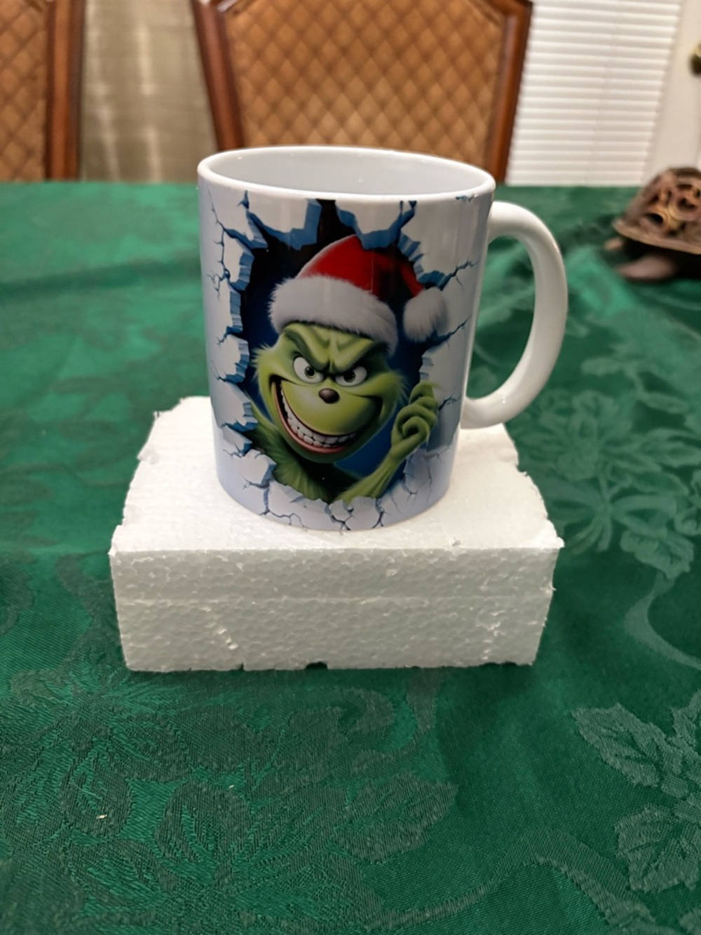 Grinch Holiday Ceramic Coffee Mug - Green and White